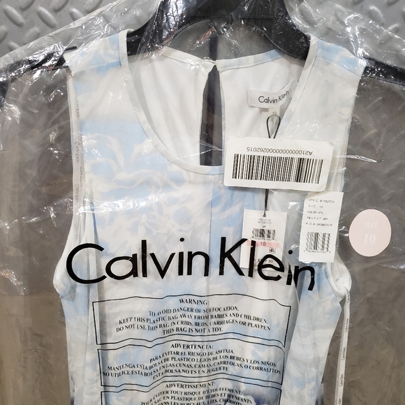 NWT CALVIN KLEIN New Collection Printed Pleated Shift Dress(10) - Picture 8 of 9